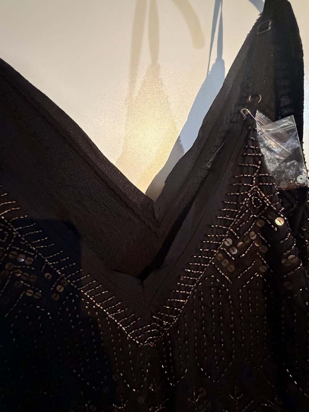 Free People Arizona Nights Embellished Beaded Sequin Slip Mini Dress Black